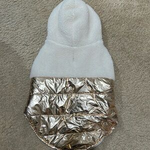 Gold Sherpa puppy puffer coat